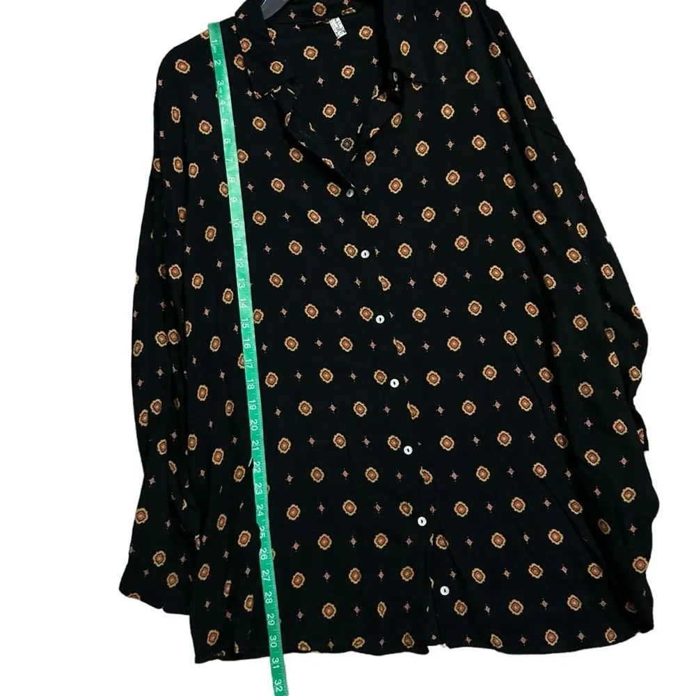 FREE PEOPLE NWT Long Sleeve Printed Button Down Shirt M